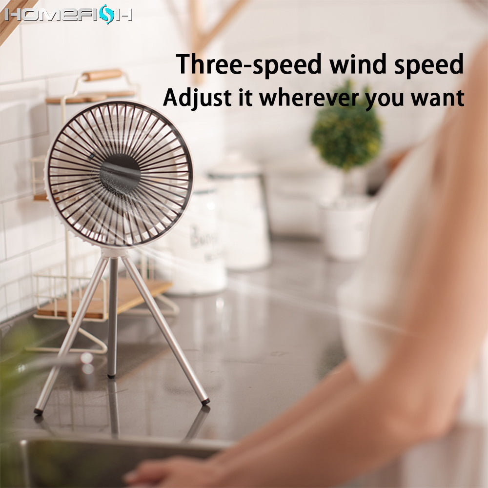 Tripod Camping Fan Desktop Portable Tent Hangable Ceiling Fan Small Outdoor Fan